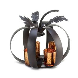 Iron Pumpkin Candleholder Display