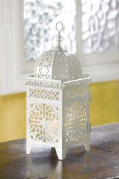 White Filigree Candle Lantern