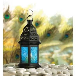 Blue Glass Candle Lantern