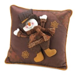 Golden Sparkle Snowman Pillow